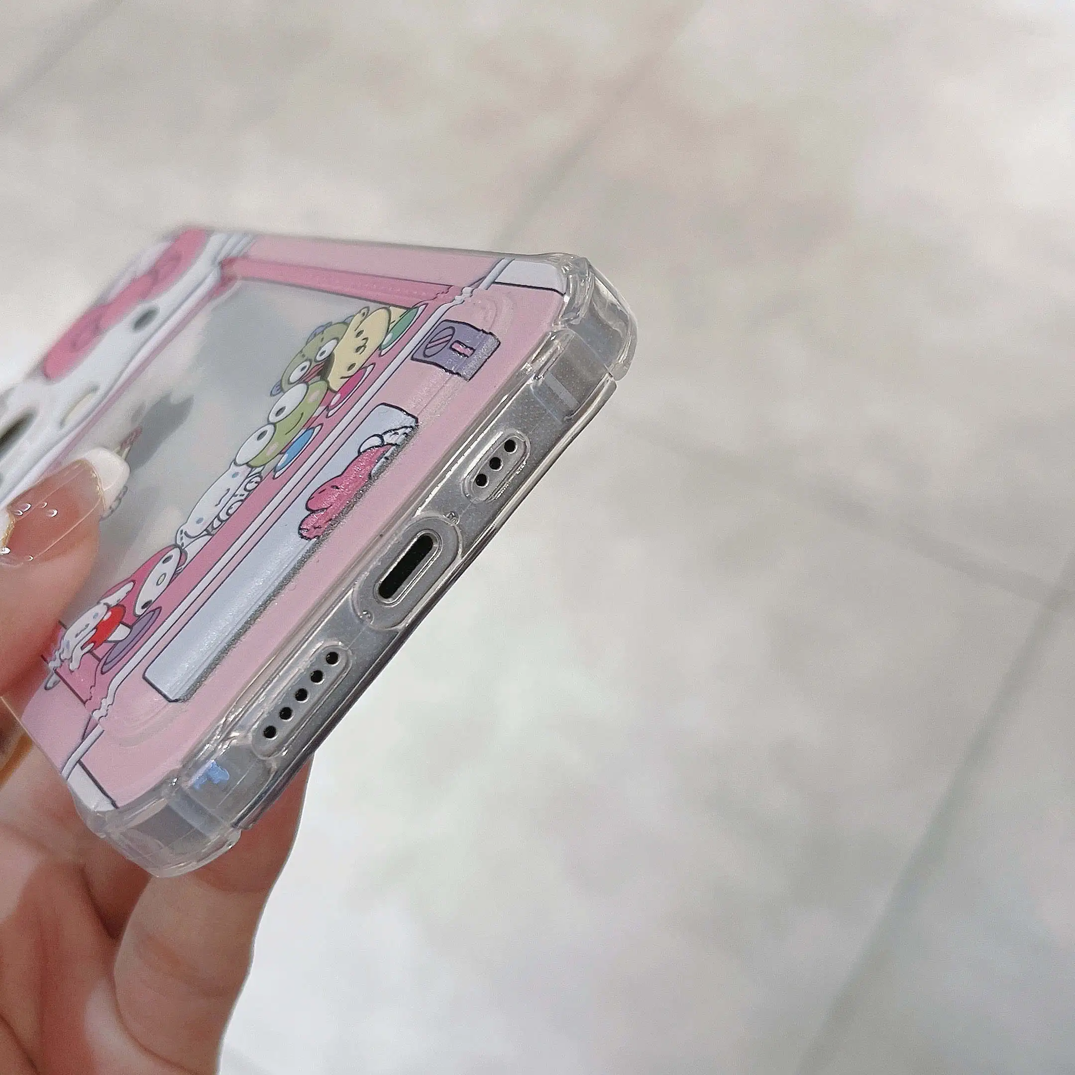 iPhoneアクセサリー Hello kitty iPhone 15promax Hello Kitty Ring Stand Glitter Electrop Logo MagSafe Case
