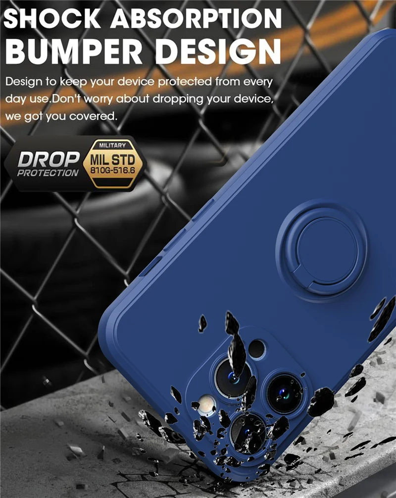 Coque téléphone magnétique en silicone avec anneau de support_voghion.com