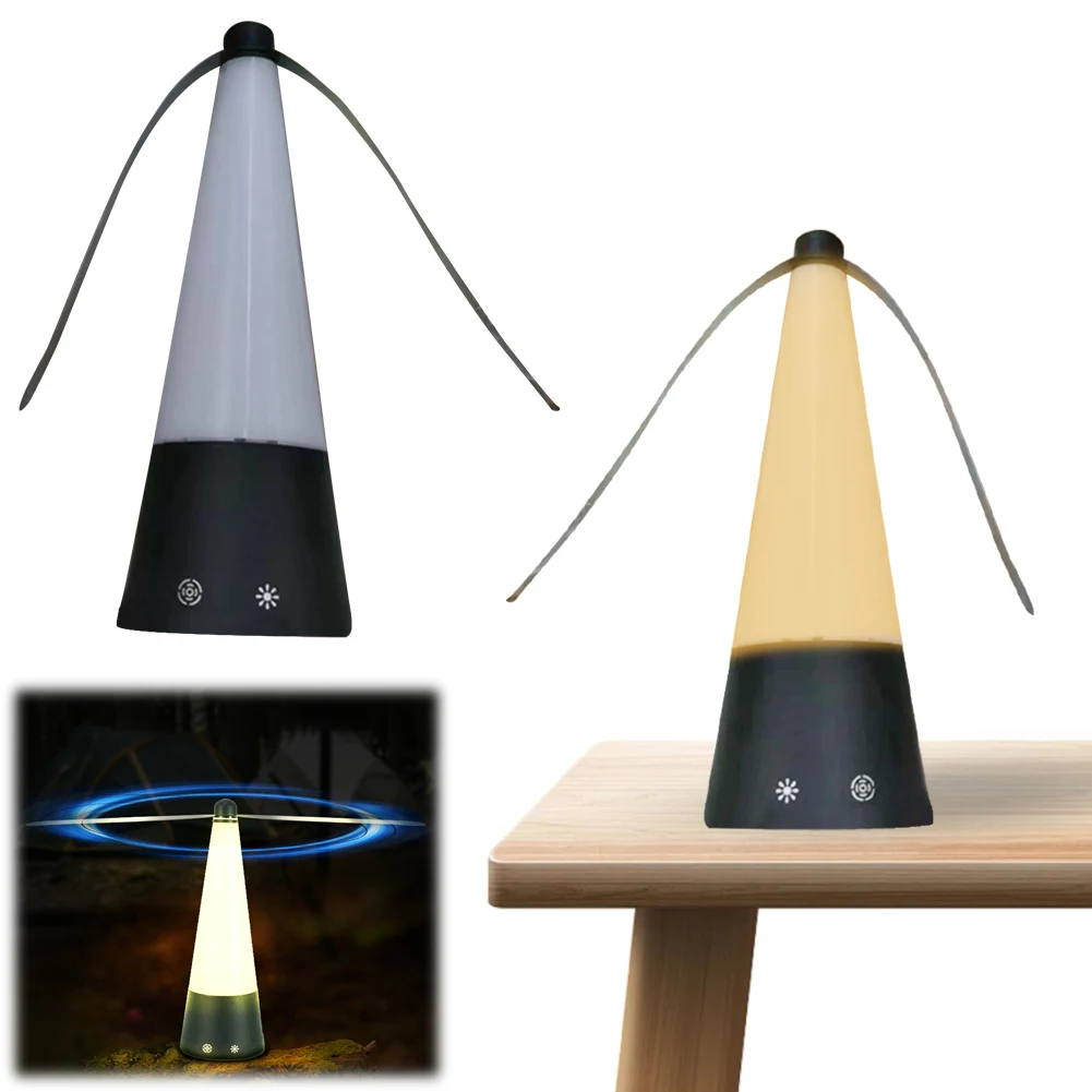 Fly Fan for Tables with Holographic Blades Outdoor Fly Spinner LED Light Food Spinning Fan for BBQ Picnic Parties Outdoor Dinner