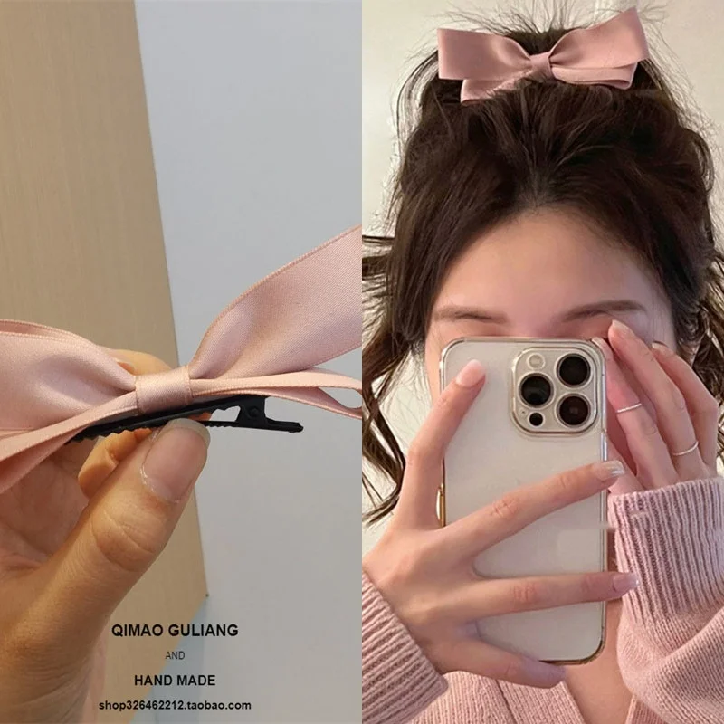 

1pc Pink Bow Hair Clip Sweet Bowknot Cute Korean Girls Female Hairpin Lovely Headwear Hair Grip Bobby Pin Fashion Barrettes 2024