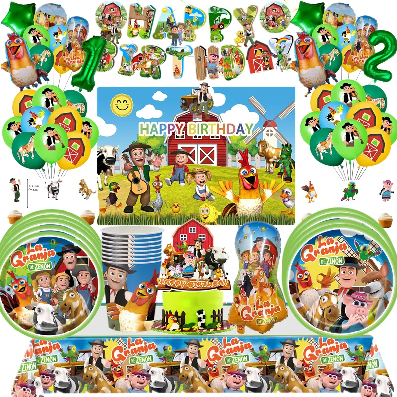 Bauernhof Geburtstag Dekoration Tier Thema Geburtstag Party Liefert Set Geschirr Ballon Platte Tasse Serviette Tischdecke Für Kid Party