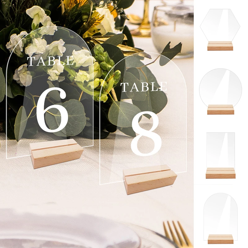 1Pc Durable Clear Acrylic Numbers Wood Table Holders Wedding Sign
