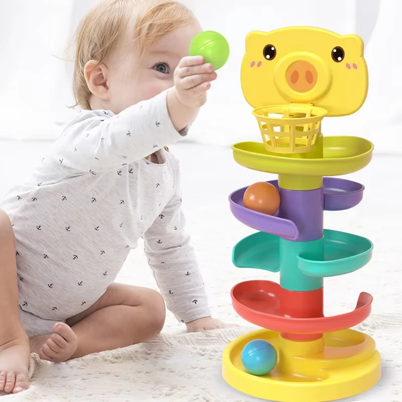 Baby Toy Montessori Rolling Ball Tower Montessori Educational Games For Babies Stacking Track Baby Education Toys Toddler Toys