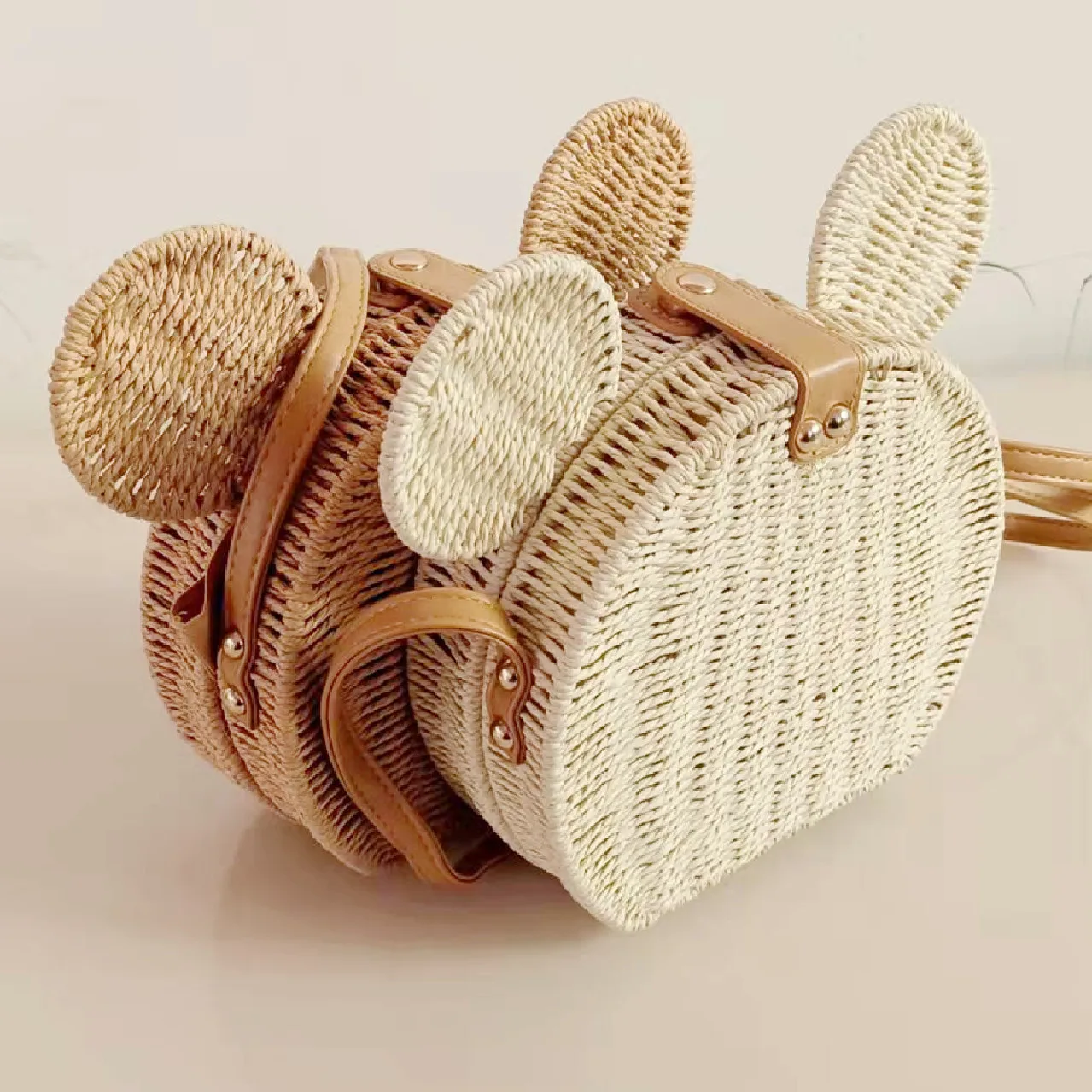 

Girl Straw Bag Kawaii One Shoulder Messenger Fashion Handbag Small Versatile Mobile Phone Bag Leisure Travel Beach Decor Bag