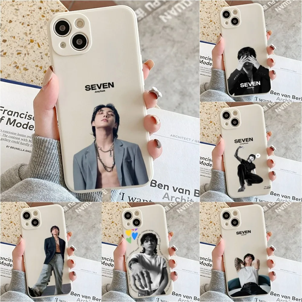 Custodia Per Telefono Corea E-Ergonomia J-Jungkook-K-Kpop Per Iphone 11 13 14 Pro Max X Xr Xs Max Se2020 12Mini Custodia Bianca