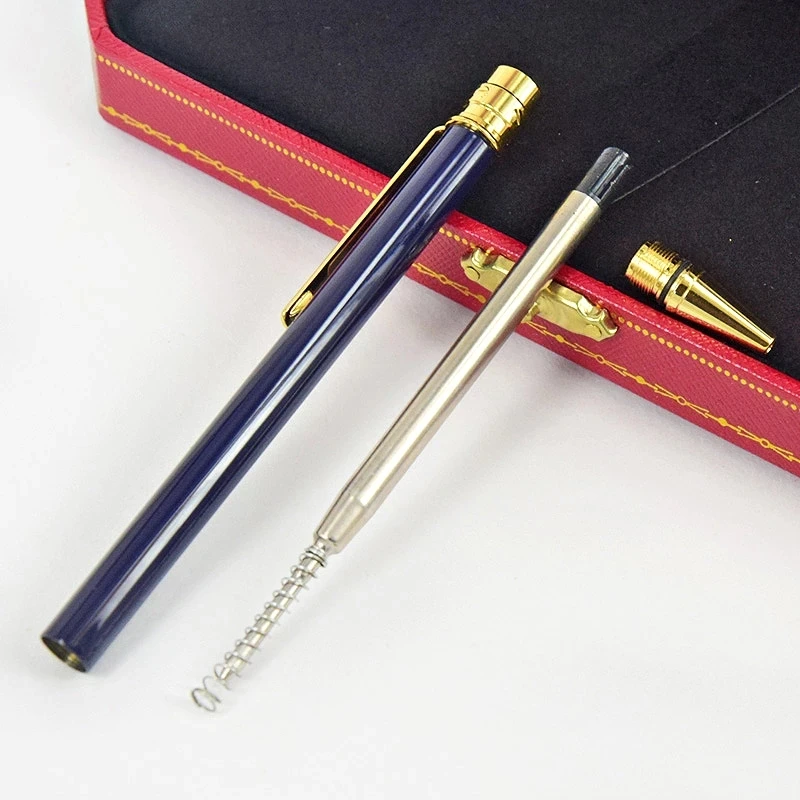 Luxury Classic Santos De CT Ballpoint Pen Lacquer Barrel Golden Trim Thin Style Santos Wiredrawing Pattern Writing Smooth