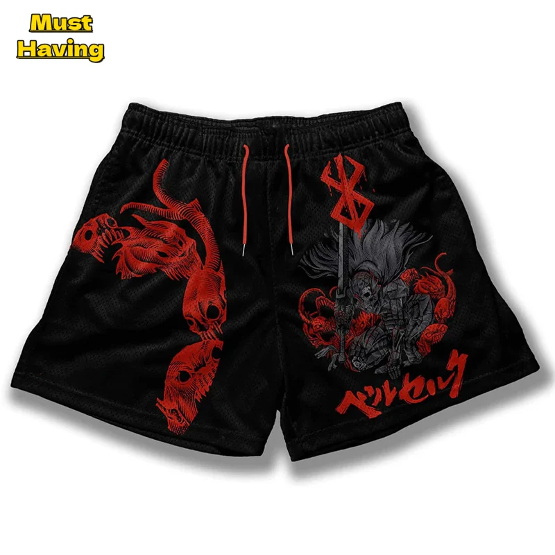 

Berserk Anime Gym Shorts for Men Quick Dry Breathable Mesh Shorts Summer Athletic Workout Fitness Running Jogging Short Pants