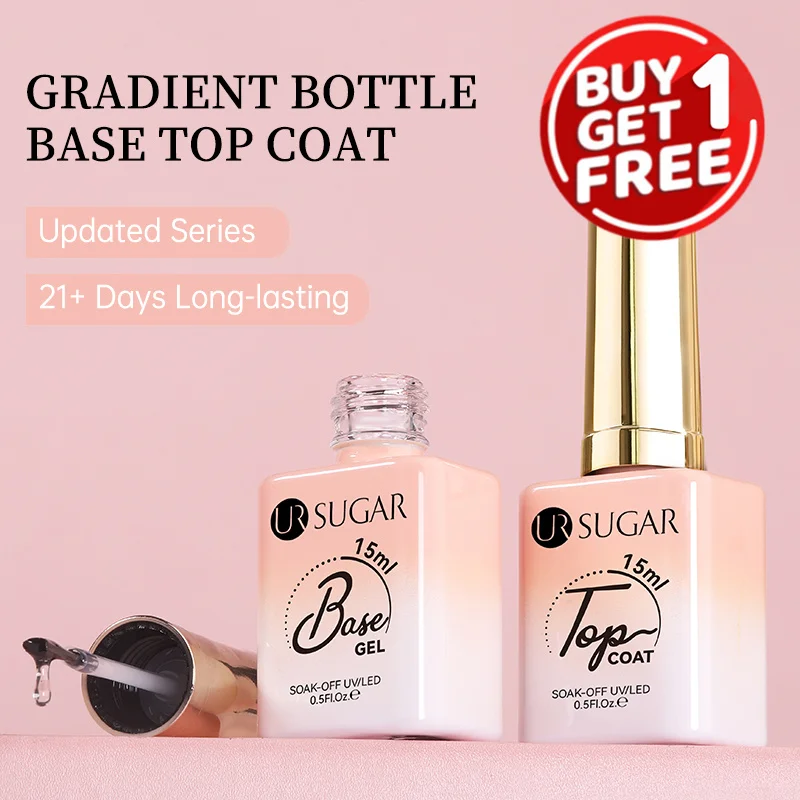UR SUGAR 15ml No Wipe Top Base Gel Nail Gel Polish Matte Top Coat Enhancer Varnish Semi Permanent Soak Off UV LED Nail Art 2