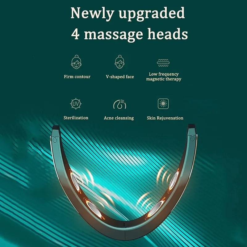 Microcurrent EMS Facial Lifting Device Slimming Vibration Heating Double Chin V Shape Lift Belt Face Hot Compress Massager