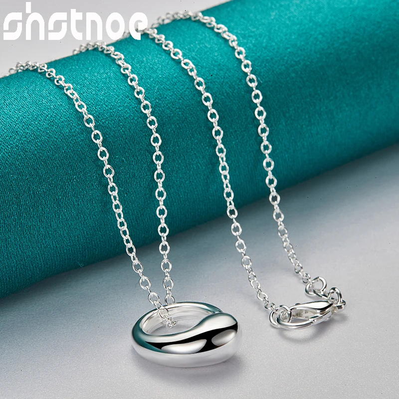

SHSTONE 16-30 Inch Chain 925 Sterling Silver Small Circle Pendant Necklace For Women Bridal Wedding Birthday Party Charm Jewelry