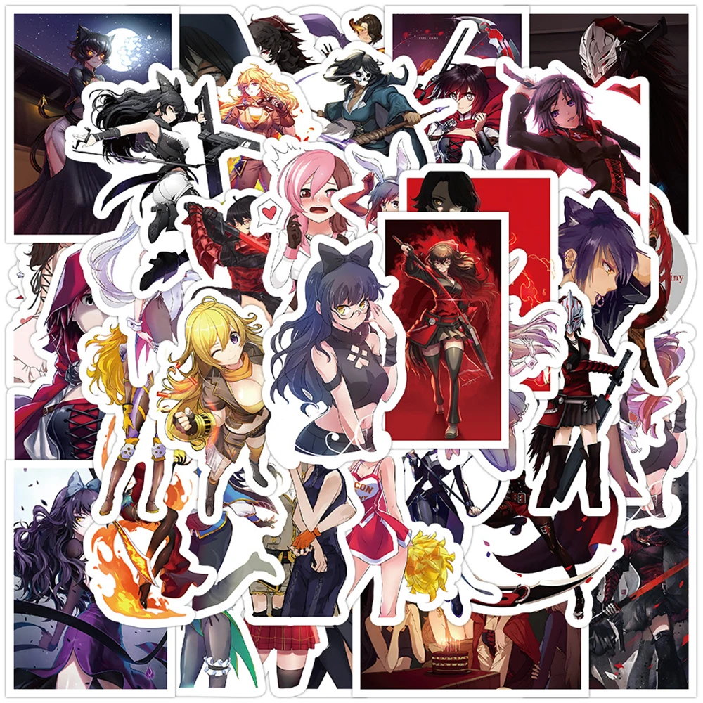 

10/30/50pcs Ruby Rose Rwby Anime Stickers Girls Yang Blake Belladonna Sticker Laptop Skateboard Motorcycle Schnee Weiss Decal