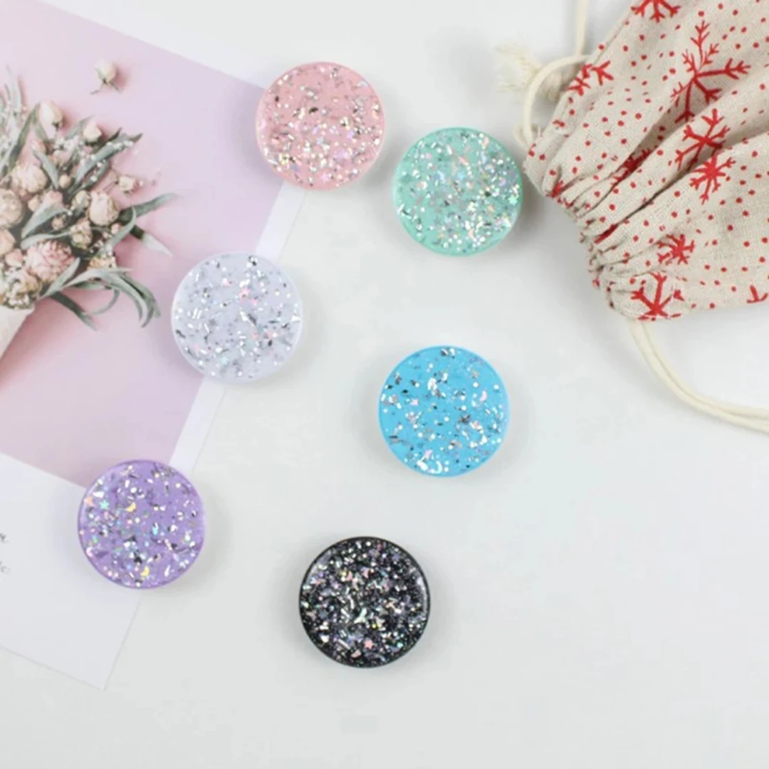 Round Glitter Phone Ring Grip - Universal Mobile Device Holder