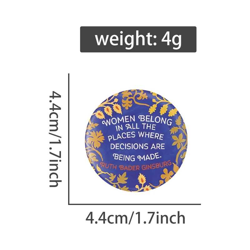 Frauen gehören an alle Orte, an denen Entscheidungen getroffen werden UV-Druck Pin Abzeichen 30mm Kragen Brosche Schmuck Geschenk – Detail 7
