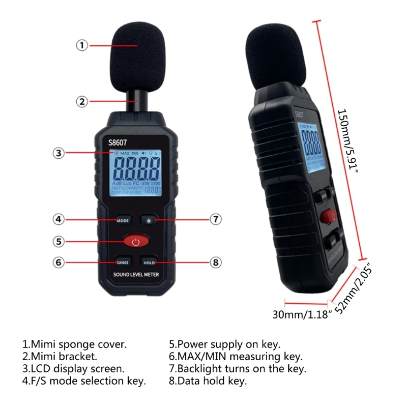 High Accuracy Digital Display Sound Level Meter Noise Meter Datas Connection 30-130dB Tester Volumes Decibels DropShipping 6