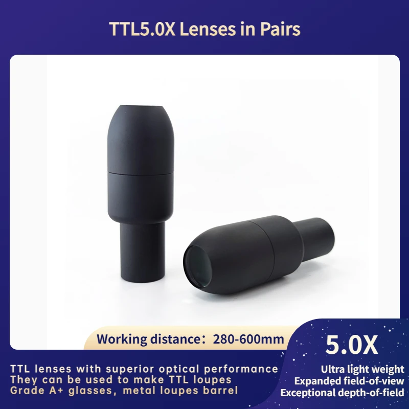 

Burite New Arrival Prism Loupes 5.0X Lenses In Pairs 5X TTL(Through The Lenses) The Len Used To Make TTL Dental Surgical Loupes