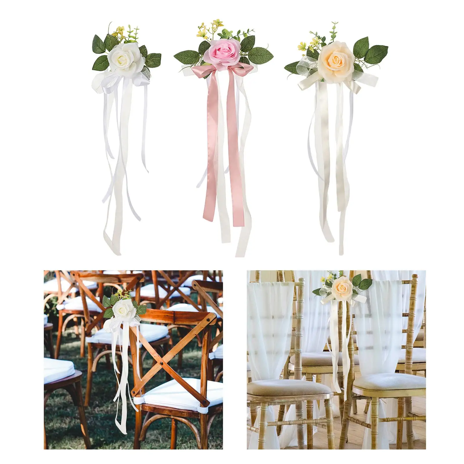 PEW Flowers for Chair Artificial Flowers Wedding Ceremony Aisle Decorations for Ceremony Party Wedding Engagement Birthday