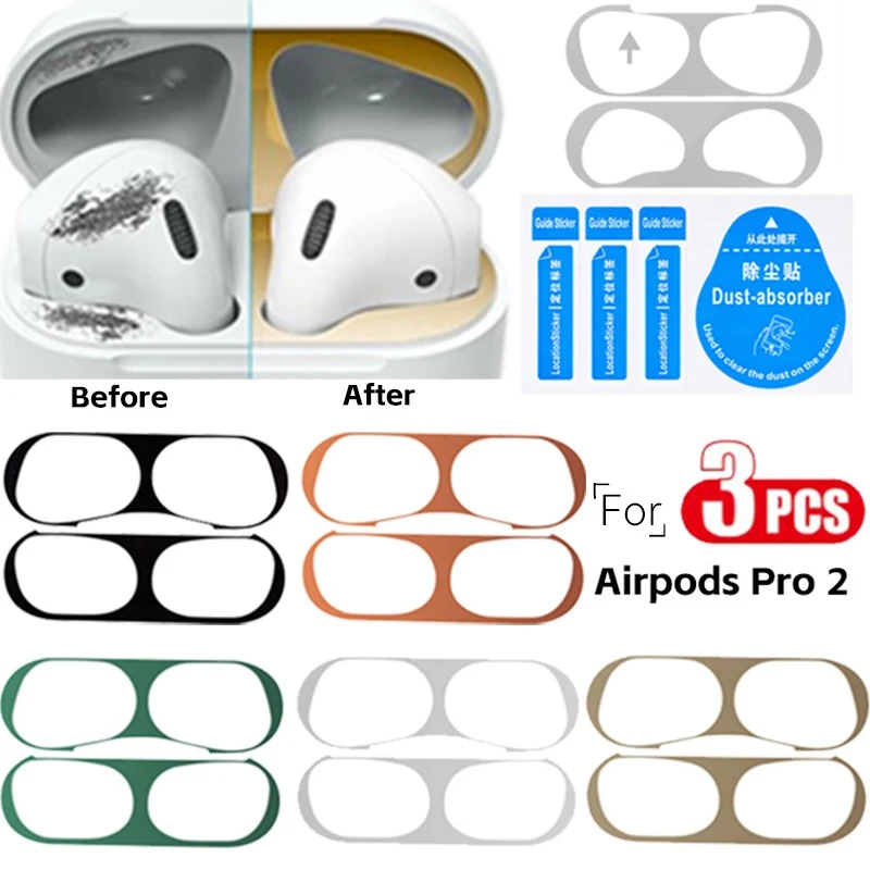 Adesivo Antipolvere In Metallo Per Apple Airpods Pro Cuffie Per Airpods Pro 2 Cuffie Custodia Di Ricarica Accessori Protettivi