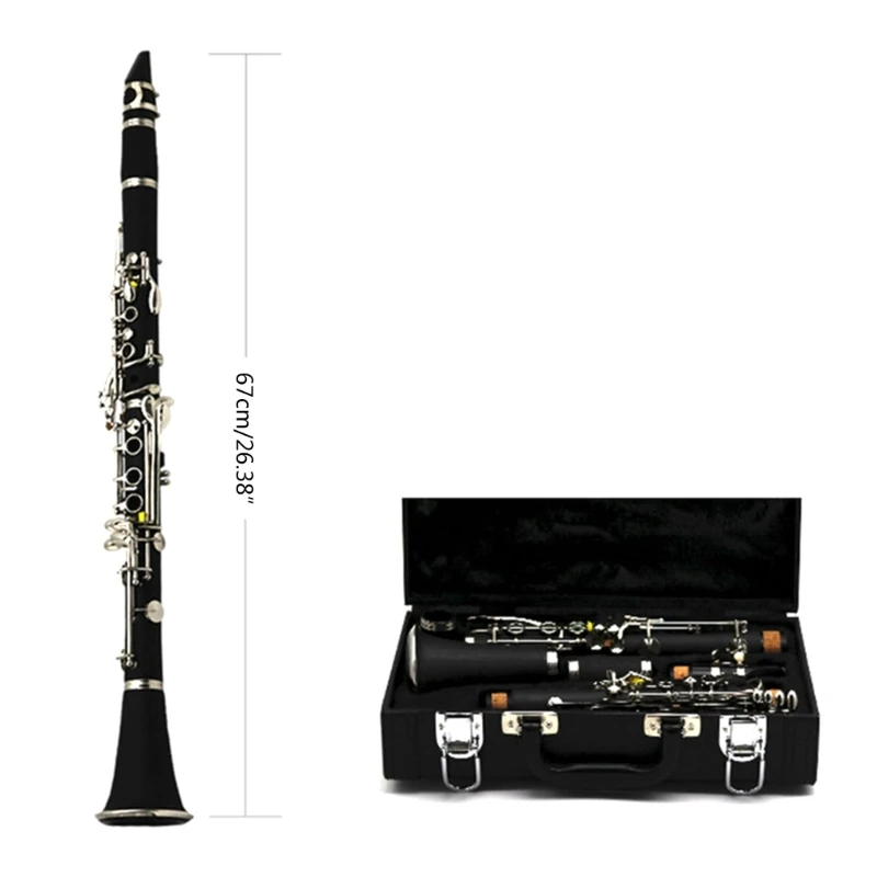 Bb Flat Clarinet 17 Keys Bakelite Professional Woodwind Instrument Tenor Clarinet with Box Reeds Musical Instrument