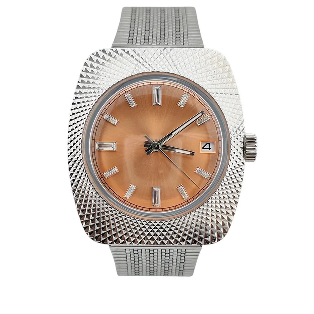 New Men's Watch with Metal Texture 36.5mm Stainless Steel Acrylic Glass Waterproof Case 28.5mm dial fit Automatic Movement