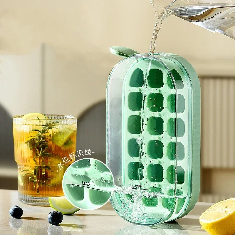 Press ice cube maker silicone ice tray making mold with lid ice cube