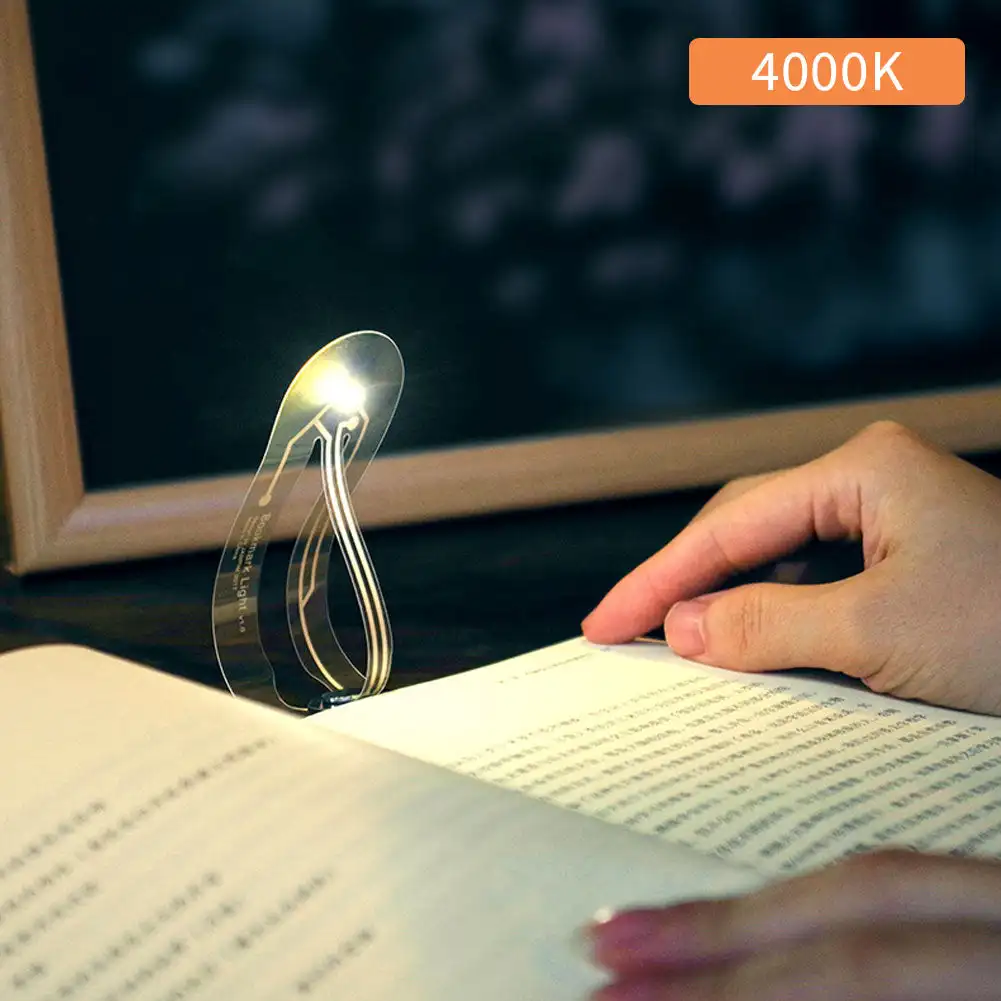 Portátil Mini LED Bookmark Light, proteção para os olhos, luz de leitura noturna, livros Clip Bookmarks, ler livros, 4000K