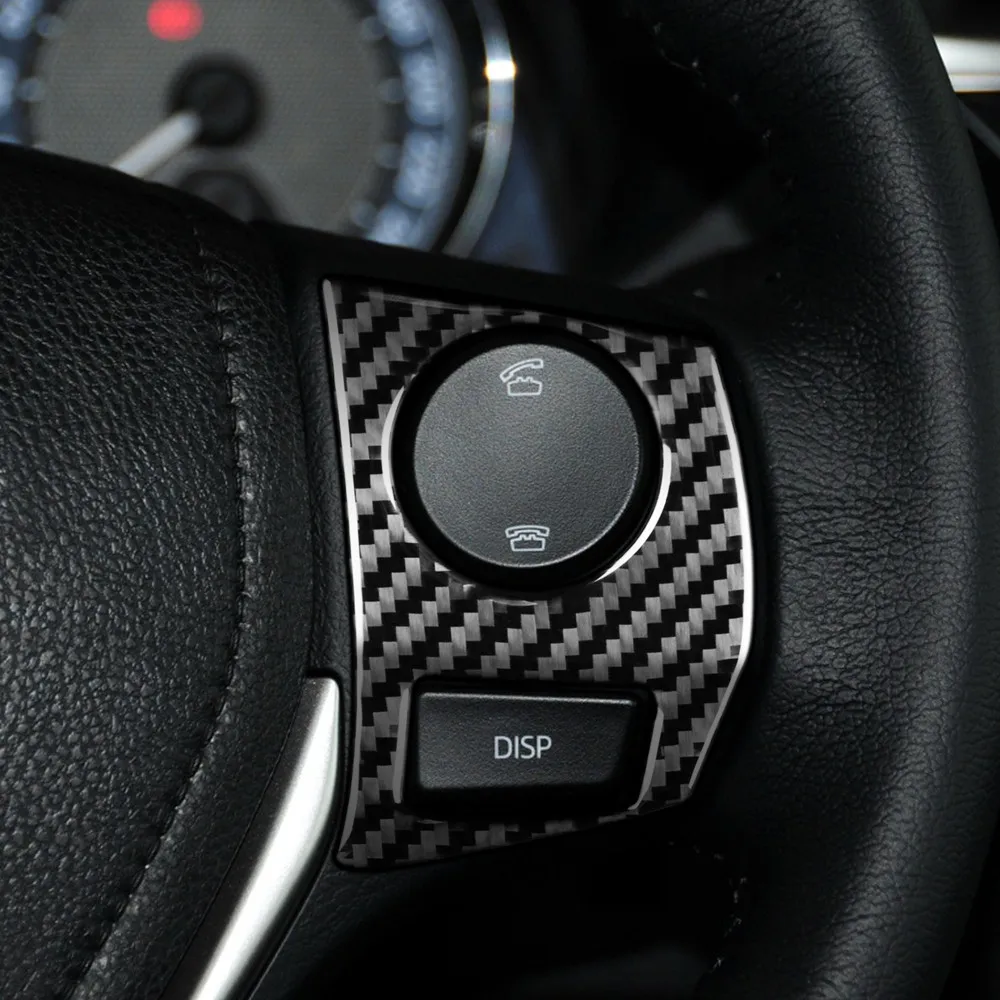 

2Pcs Carbon Fiber Steering Wheel Button Frame Trim Cover Sticker for 14-18 Toyota Corolla / Ralink