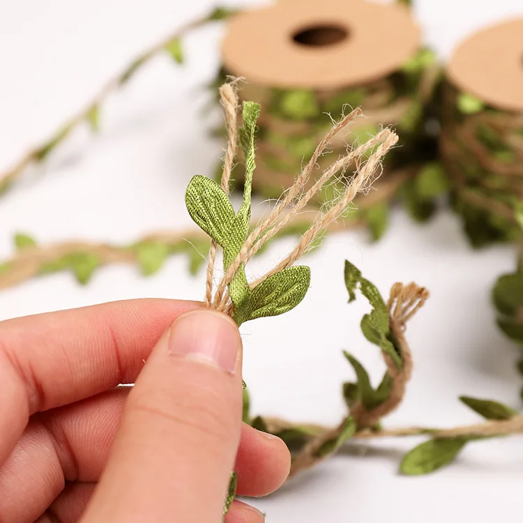 5mm Artificial Leaves Natural Hessian Jute Twine Rope DIY Crafts Burlap Ribbon For Vintage Wedding Party Decoration 5Meters/Lot
