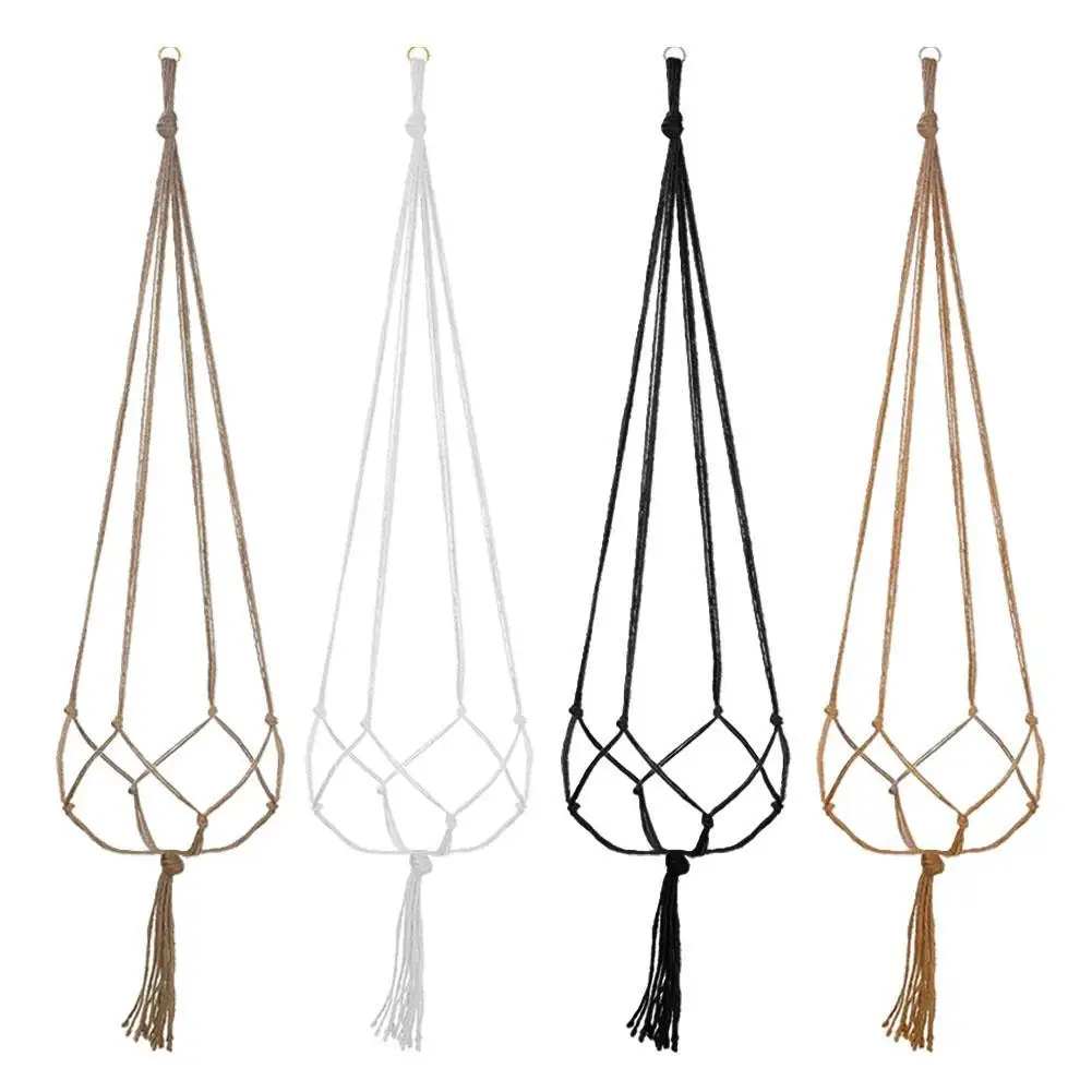 Hanging Basket Manual Flower Pot Net Bag Braided Home Vintage Decor Plant Sling Knotted Rope Garden Plant Hanger Pot Tray 1