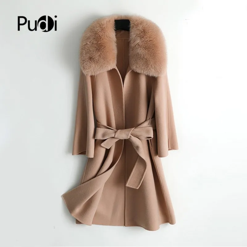 

Pudi женское 90% шерстяное пальто, куртка, Женское зимнее теплое пальто с воротником из натурального Лисьего меха, Куртки Оверсайз ZY19150