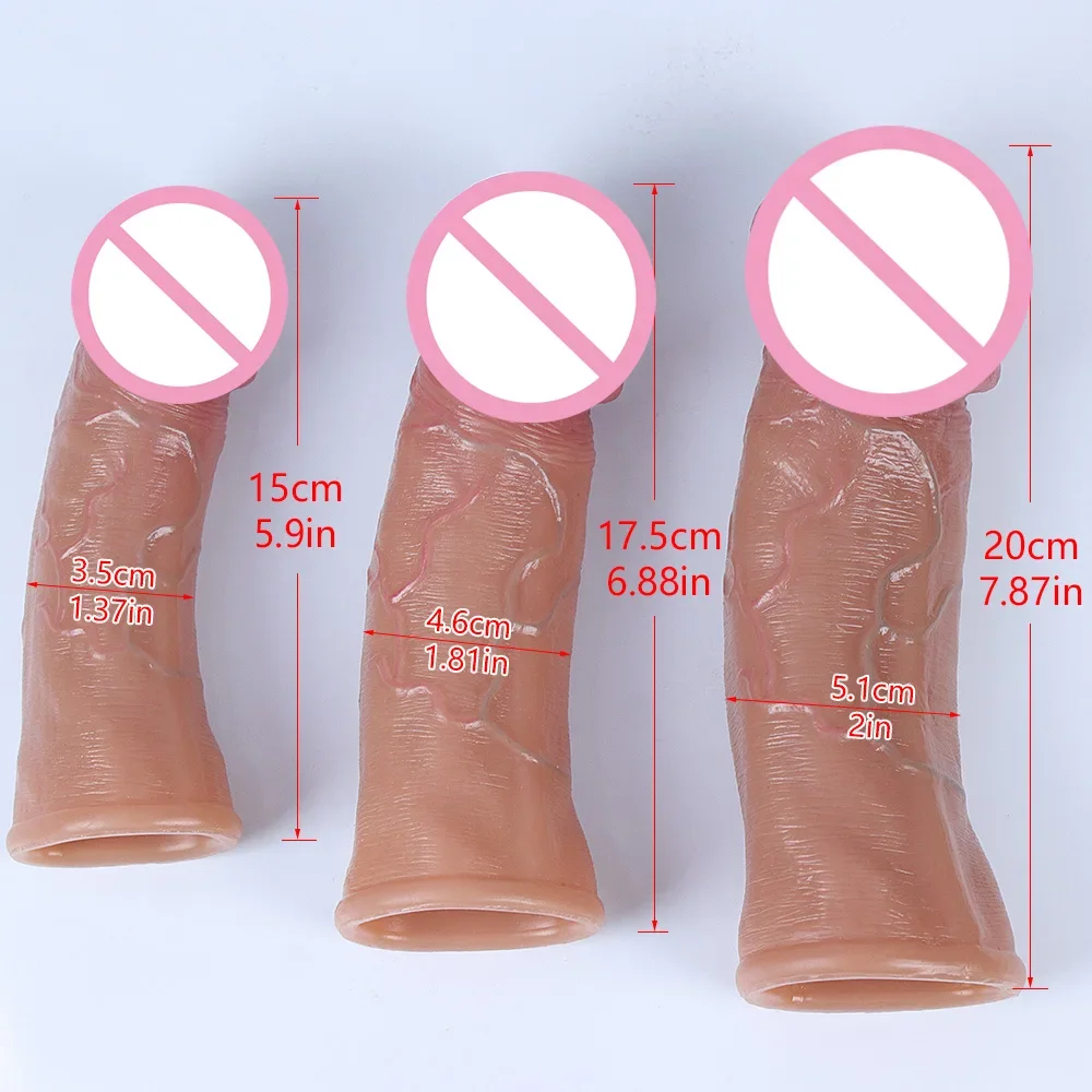 Skin Feeling Realistic Dildo Soft Silicone Material Enlarged Penis Extension Cock Adult Sex Toy Big Dick Condom Man Sexy Tool sex toys