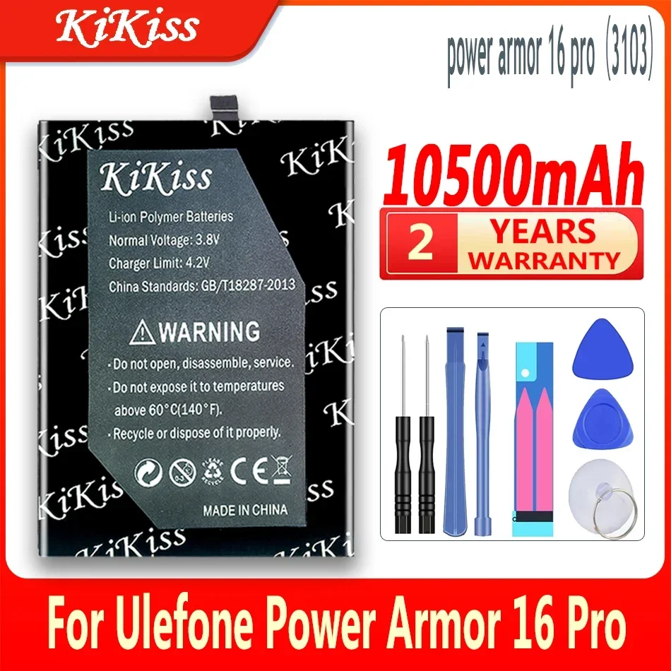 kikiss-大容量バッテリー、電源鎧、ulefone-armor16-pro、16proバッテリー、10500mah、16-pro、3103