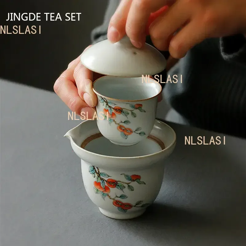 Portable Ceramics Tea Pot and Cup Set Chinese Tea Infuser Customized Tea Ceremony Supplies Travel Tea Set A Pot of Two Cups