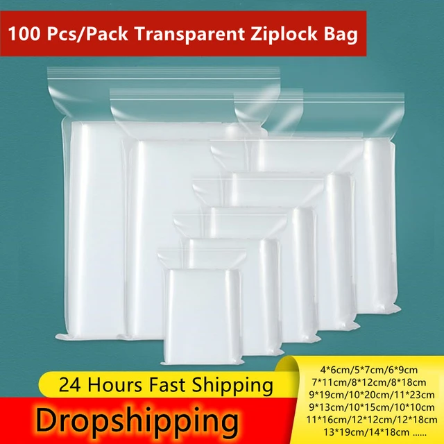 100Pcs/Set Spot PE Ziplock Bag Thickened 8MM Food Seal Bag Large