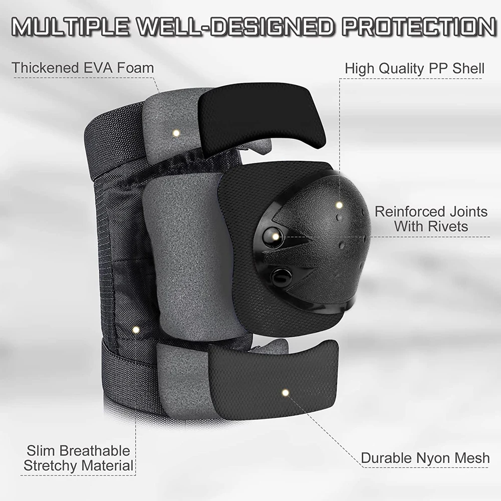 7PCS/Set Teens & Adult Bike Helmet, Knee Pad Elbow Pad Wrist Guard Protective Gear Set for Skateboard, Bike, Skating, Cycling