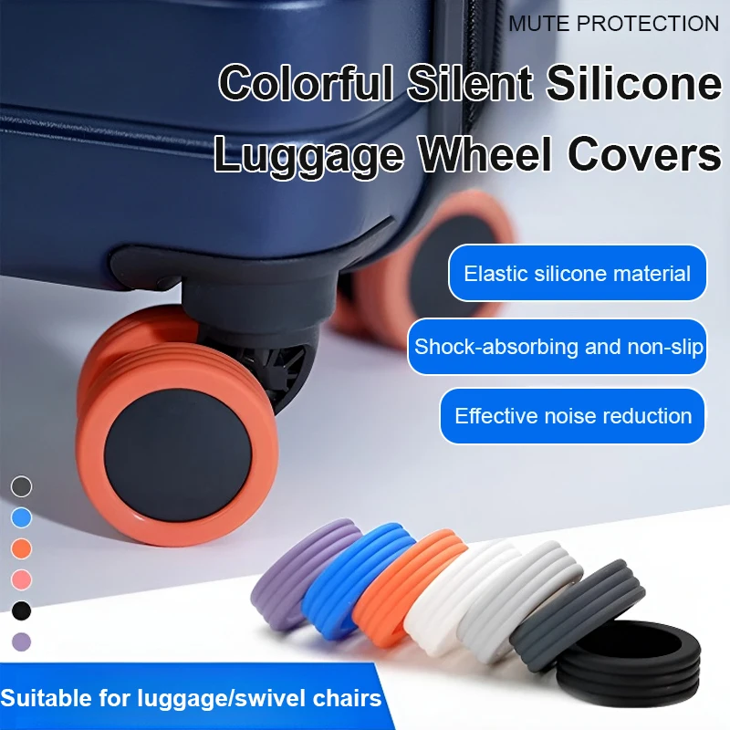 16pcs Colorful Silent Silicone Luggage Wheel Covers Luggage Trolley Wheels Silent Wheelchair Casters
