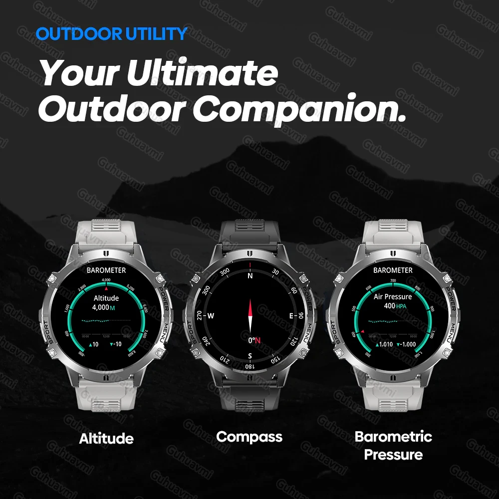 GUHUAVMI TANK X3 SmartWatch Men 1000mAh ���� ���͸� GPS ��� ���� Bluetooth ��ȭ ��� ������ ��Ʈ�Ͻ� 1.73 Smartwatch