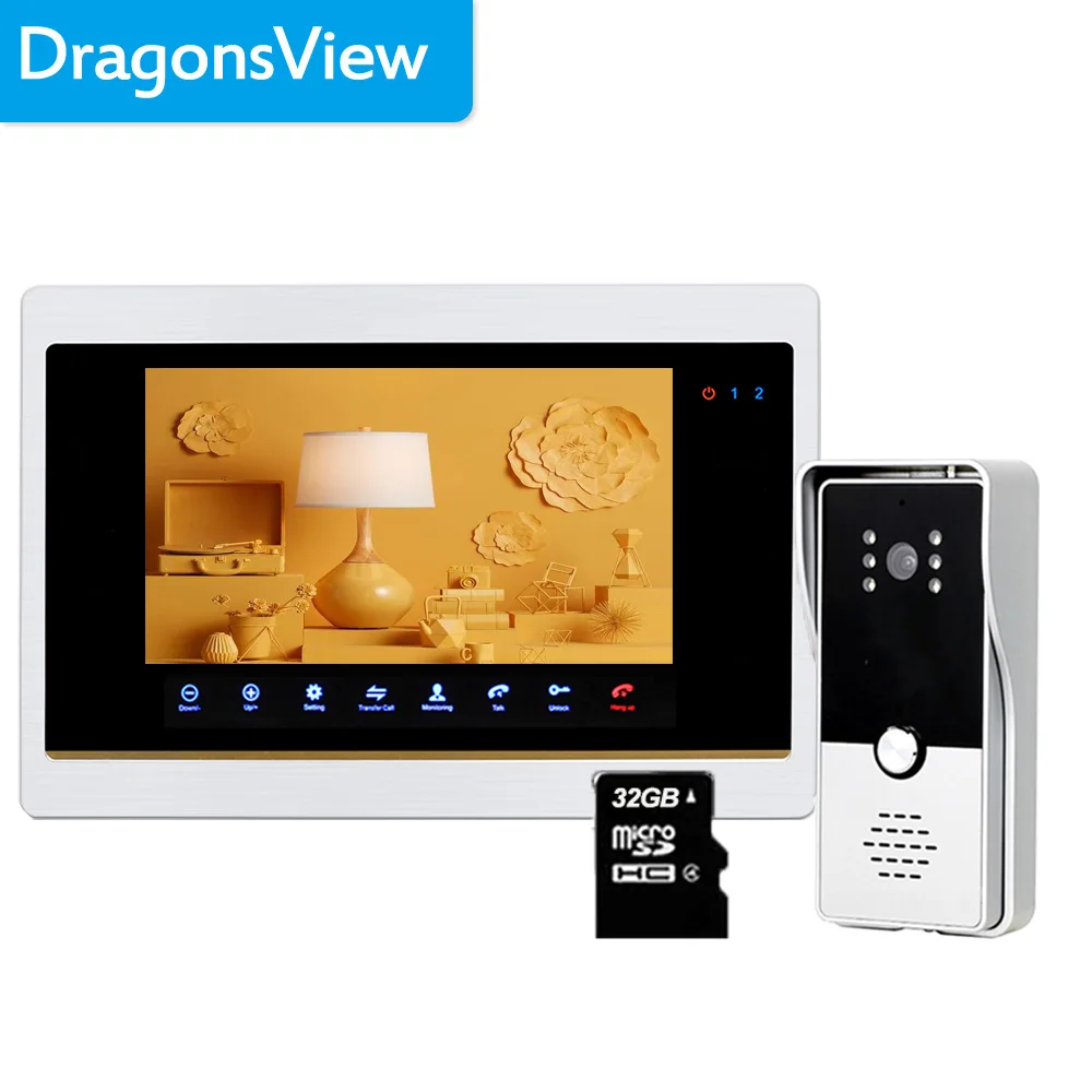 Dragonsview 7 Inch Home Intercom System Doorbell with Camera Video Door Phone Unlock Door Access For Villa Apartment