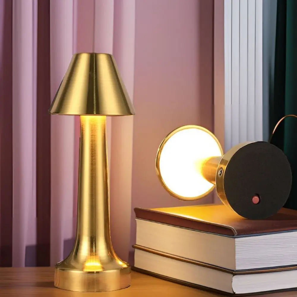 침대 옆 테이블 LED 야간 조명, USB 충전식 램프, 레트로 금속 터치 야간 조명, 거실 식당 책상 침실 장식
