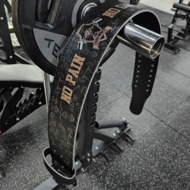 1 Pc Powerlifting Belt, Smooth PU Weightlifting Belt with No Pain No Gain & Power Bull, Gym Fitness Belt for Squat & Deadlift 5