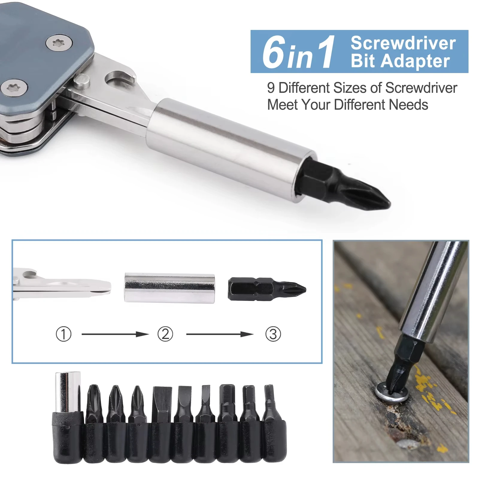 NexTool 라이트 렌치 W1 야외 다기능 도구 6-in-1 휴대용 접이식 칼 조절 가능한 미니 드라이버 야외 도구