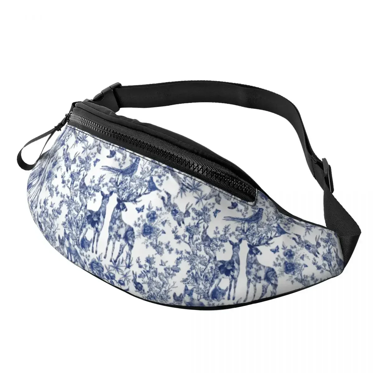 

Personalized Vintage French Toile De Jouy Fanny Pack Floral And Animal Forest Indigo Pattern Crossbody Waist Bag Cycling Camping