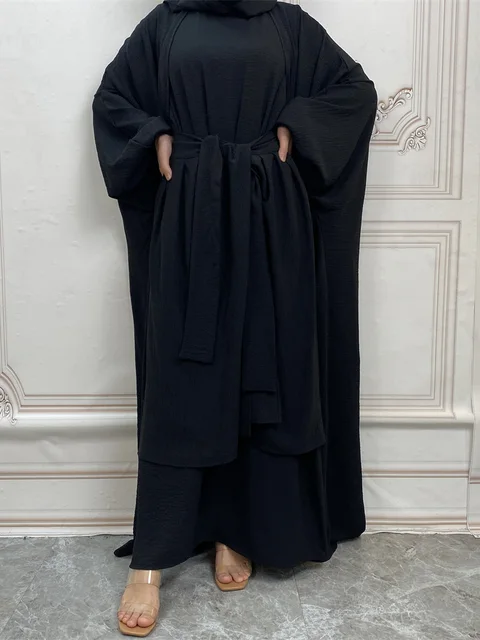  - New Design Islamic Clothing For Women 3 Piece Abaya Set Modest Dress Moslimsets Quran Gift Burqa Dubai Abaya Turkish Kimono Robe