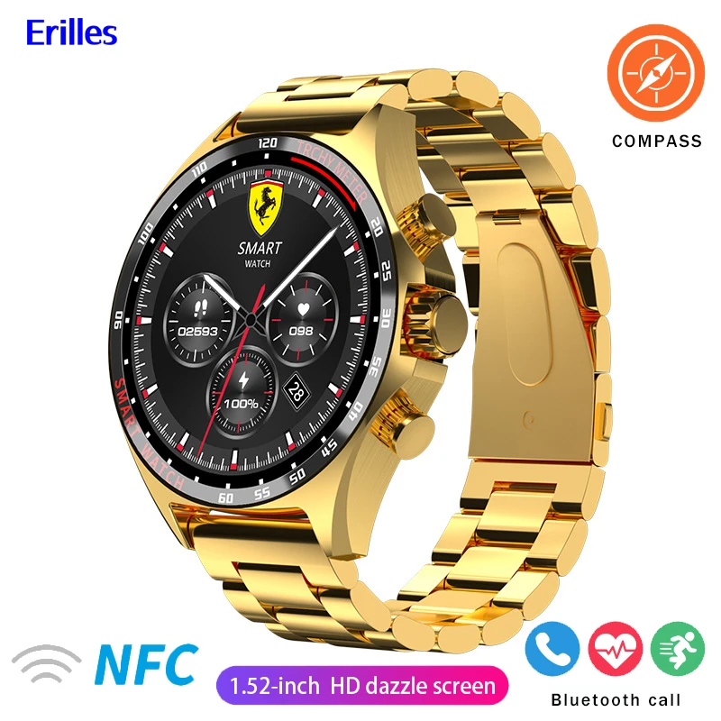 

Erilles GPS New Smart Watch Outdoor Compass Sports Fitness Bracelet Bluetooth Call Waterproof 1.52"HD Smartwatch For Android IOS