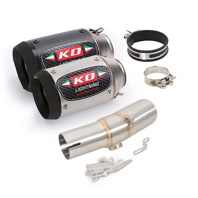 Motorcycle Exhaust Tips Slip on For Kawasaki ER6N ER650 2005-2011 ER6F EX650 2006-2011 Mid Link Pipe Muffler Escape 51MM