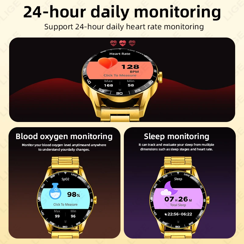 LIGE 2025 New Smartwatch Men 1.38" HD Bluetooth Call Heart Rate Monitor Waterproof Sport Smart Watch Women For Android iOS Phone