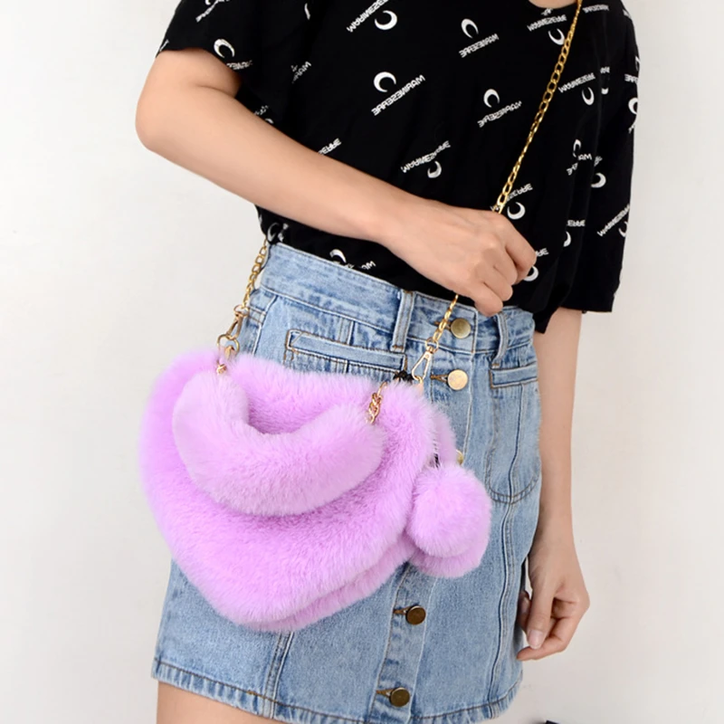 Multiple Styles Plush Heart-shaped Handbags Women Korea Handbag Diagonal Cross Handle Peach Heart Versatile Fashion Zero Wallet women wallet crossbody bag