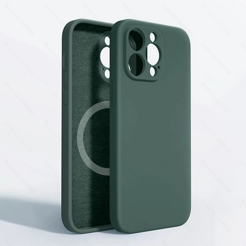 thumbnail image 1 of Original Liquid Silicone For MagSafe Phone Cases For iPhone 15 13 12 11 14 Pro Max Mini X XR XS 7 8 Plus SE 2020 Case Back Cover, 1 of 5
