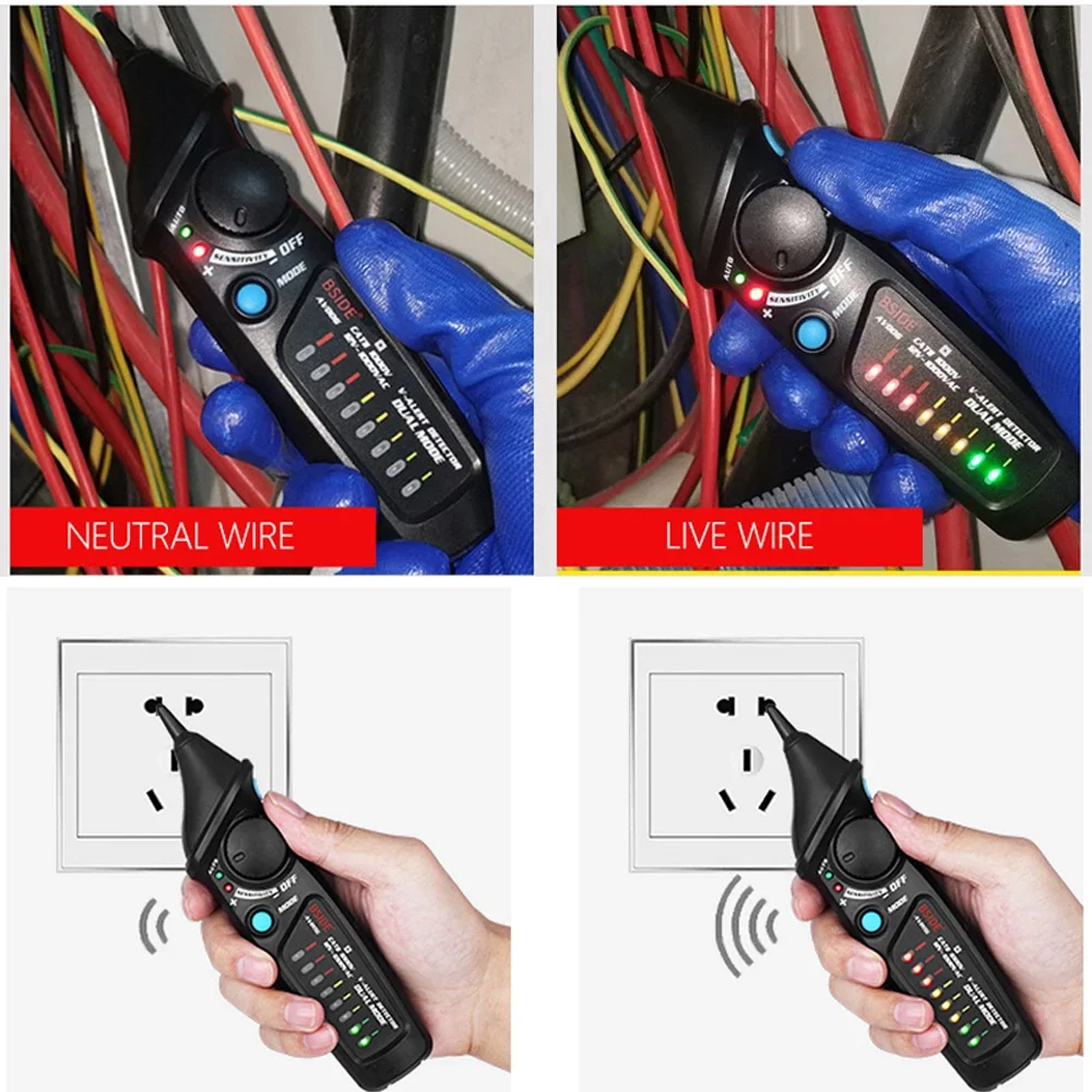 BSIDE Circuit Safety Checkup Kit AVD06 Voltage Detector And Socket Tester RCD GFCI Test NCV Continuity Neutral Live wire check 4