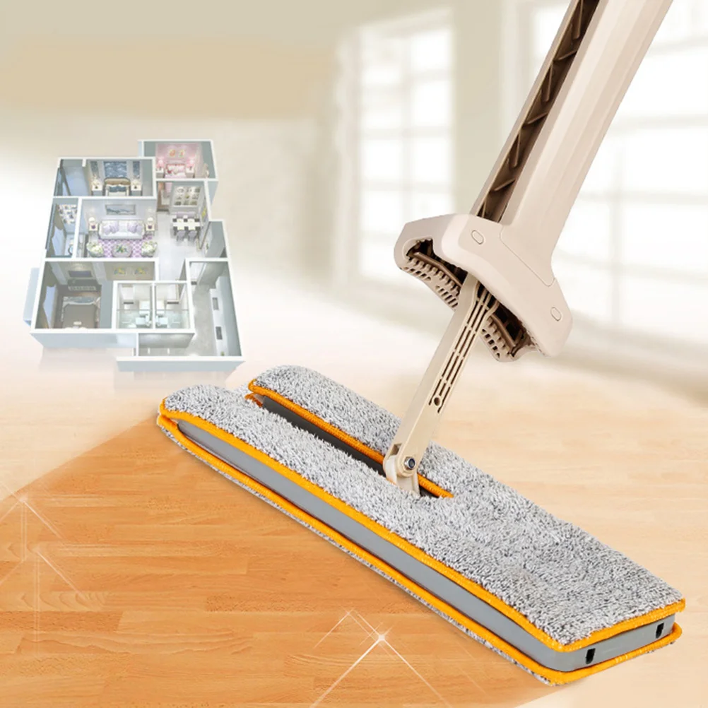 Floor Mop Double Sided Non Hand Washing Flat Mops Wooden Dust Push Mop