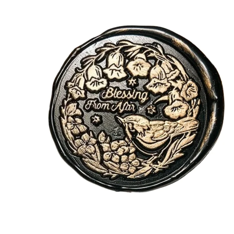 Brass Wax Seal Stamp Bluebell Robin Design Handcrafted
